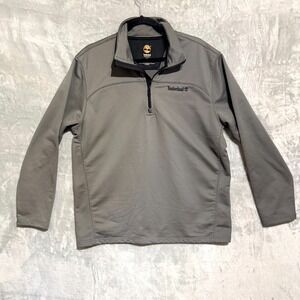 Timberland Mens Large Gray Performance Quarter Zip Pullover Textured Activewear